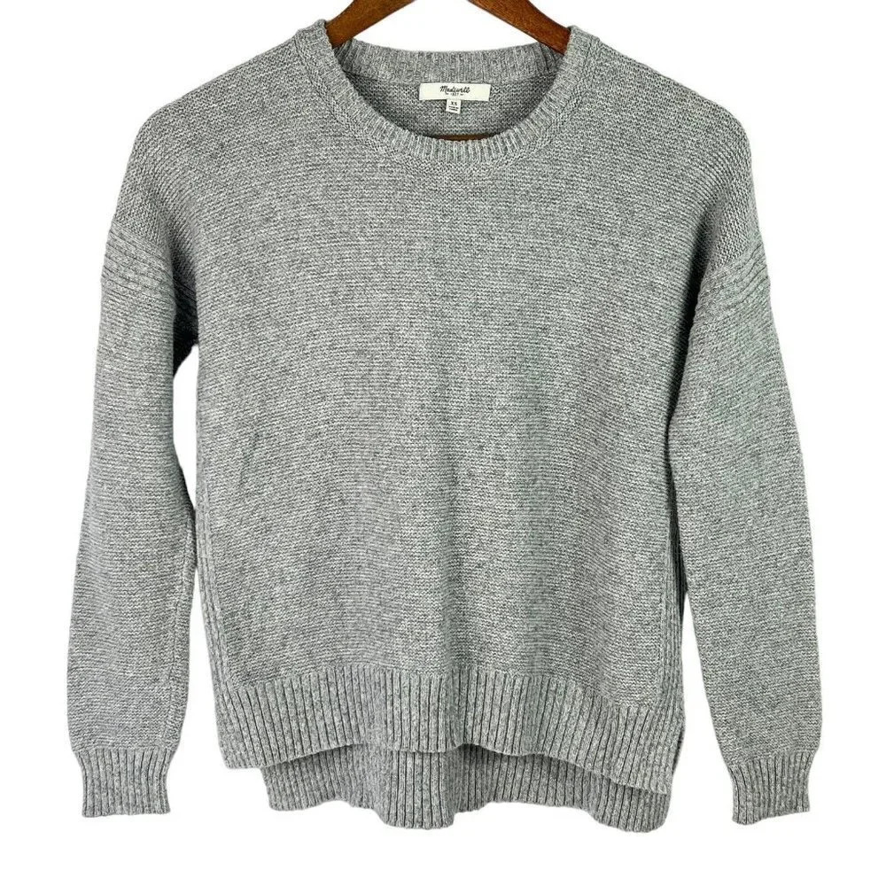 Madewell Sweater Womens Extra Small XS Gray Cropped Long Sleeve Pullover